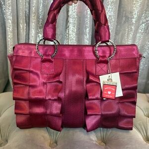 Harveys Burgundy Satchel with Braided Handles